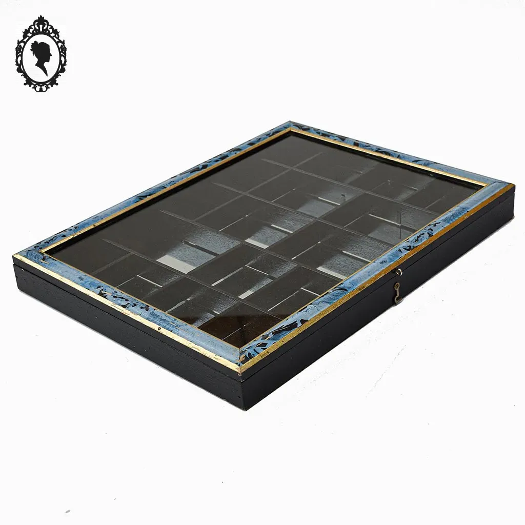 Petite vitrine murale verre fond miroir bois pour objets de collection H 41 cm – Image 2