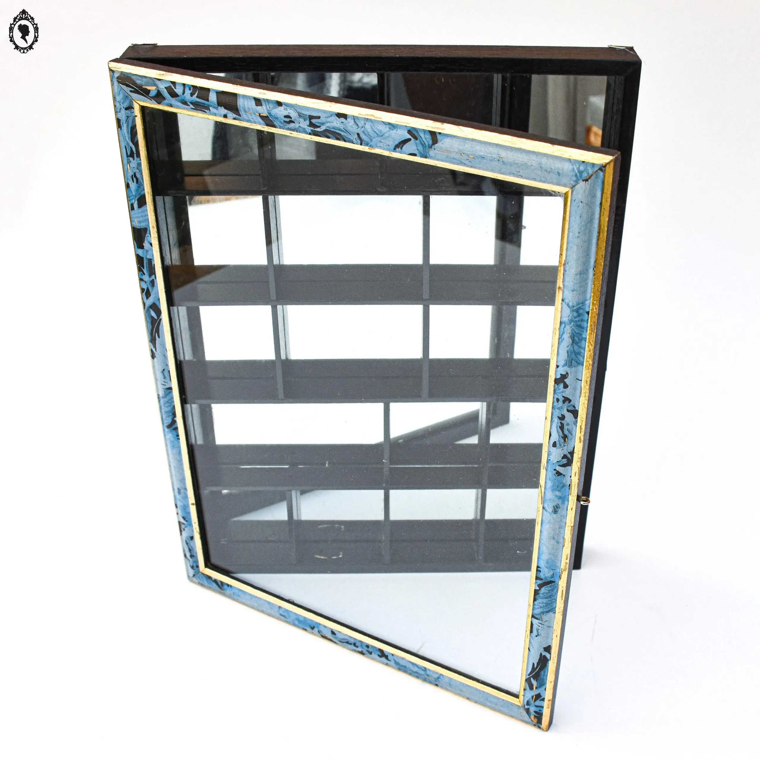 Petite vitrine murale verre fond miroir bois pour objets de collection H 41 cm – Image 3