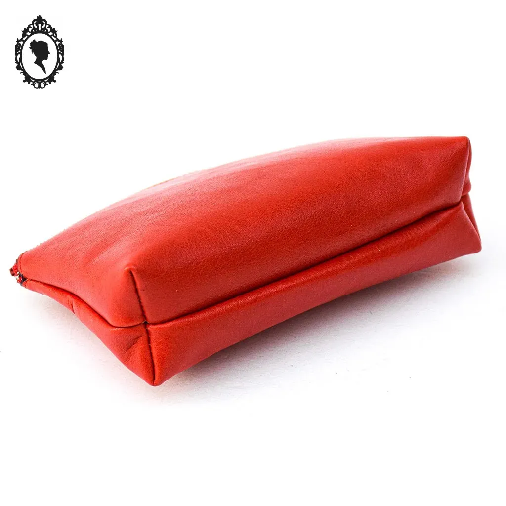 Pochette trousse de maquillage ou sac en cuir rouge neuve – Image 3