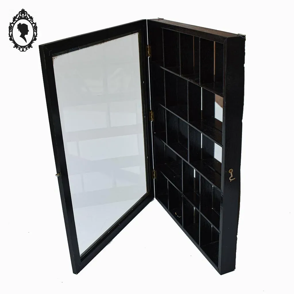 Petite vitrine murale verre fond miroir bois pour objets de collection H 41 cm – Image 4