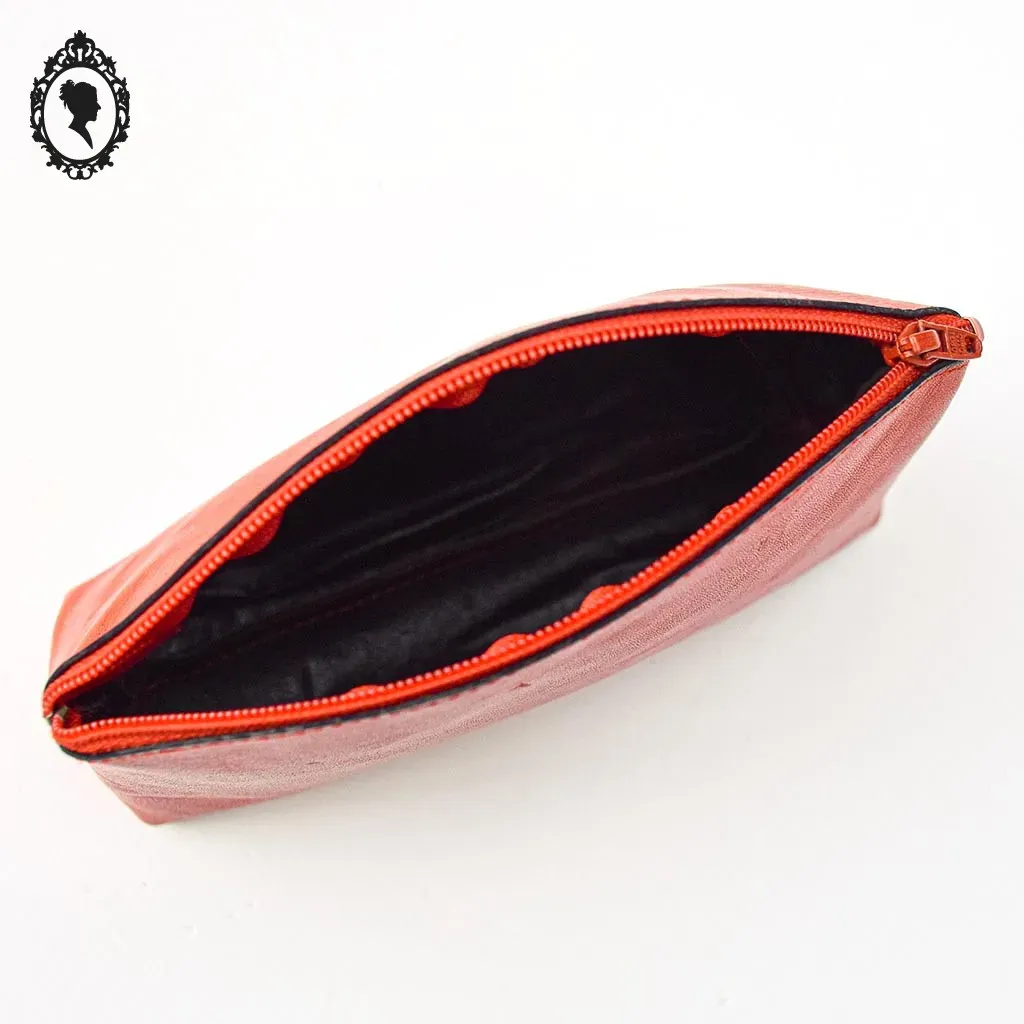 Pochette trousse de maquillage ou sac en cuir rouge neuve – Image 4
