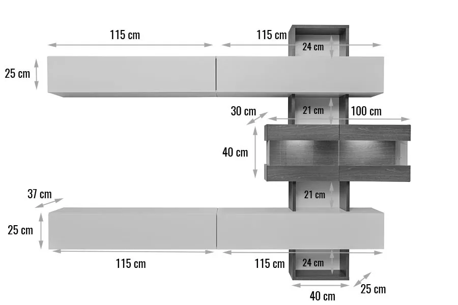 Ensemble meuble TV gris perle et chêne graphite – Image 4