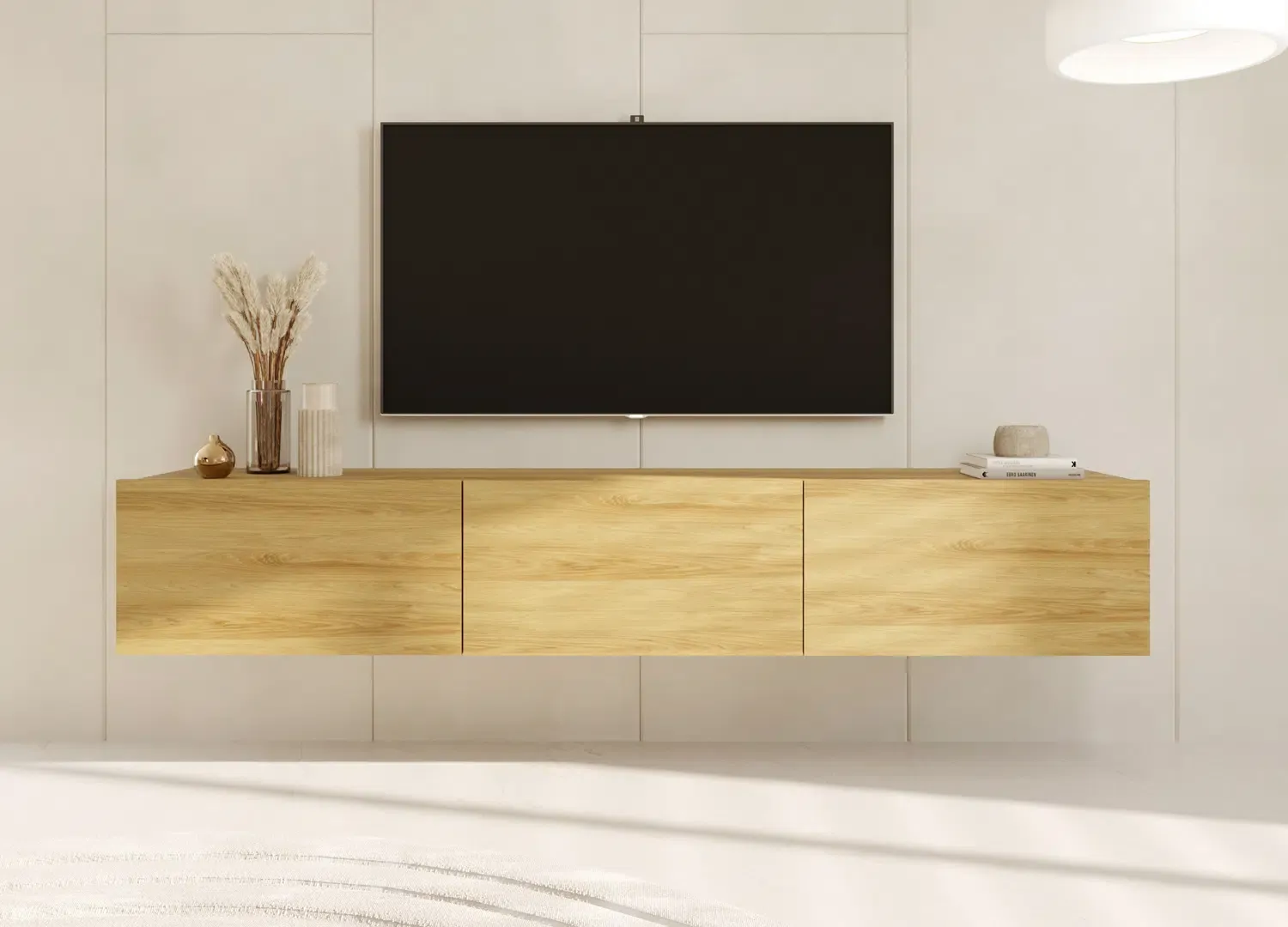 Meuble TV 180cm aspect bois de chêne hickory – Image 2