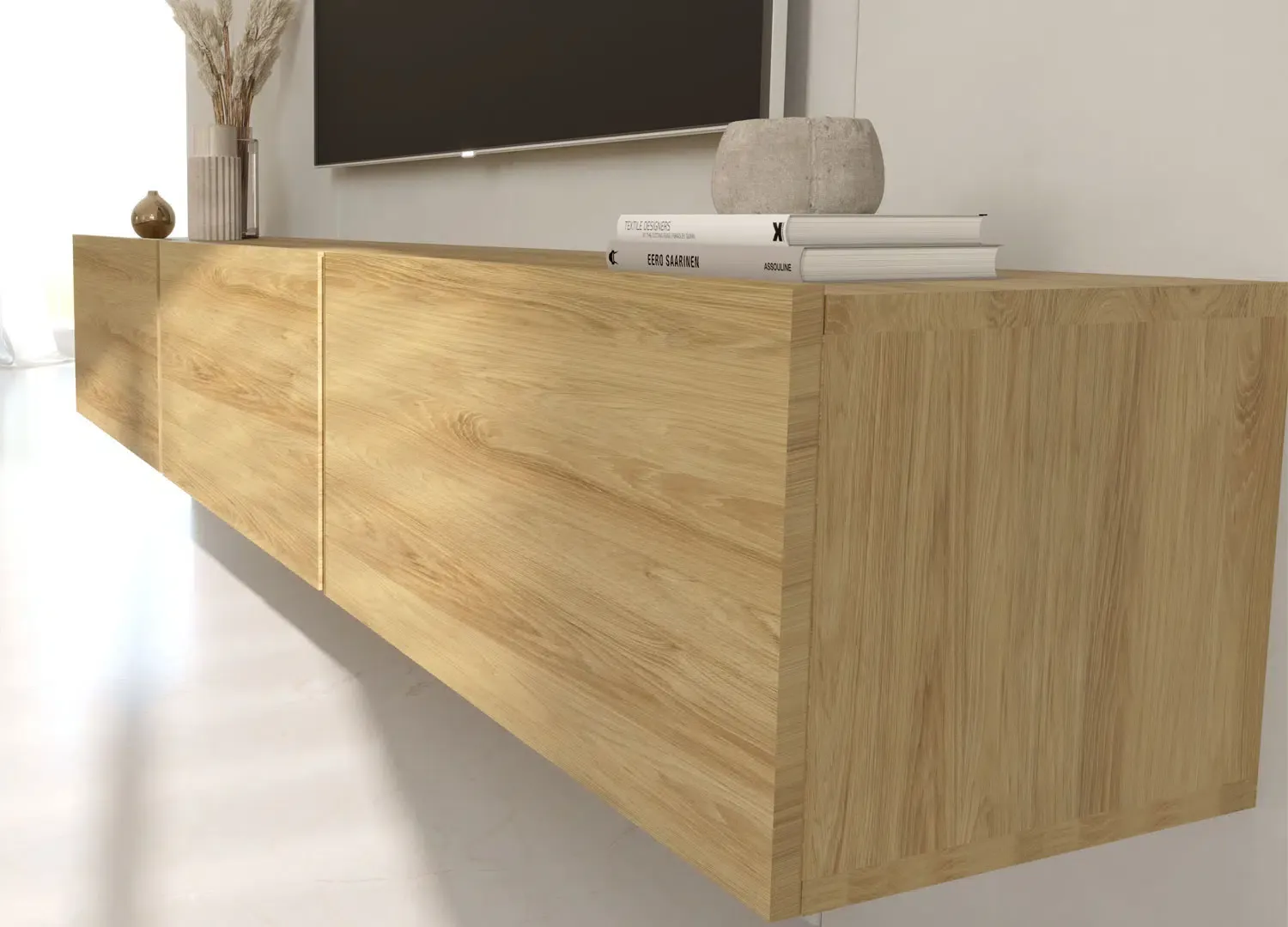 Meuble TV 180cm aspect bois de chêne hickory – Image 3